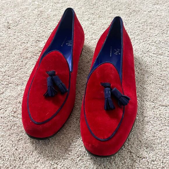 Red velvet tassel loafers – Bombēros size 10 men / women unisex slip-on main image 4